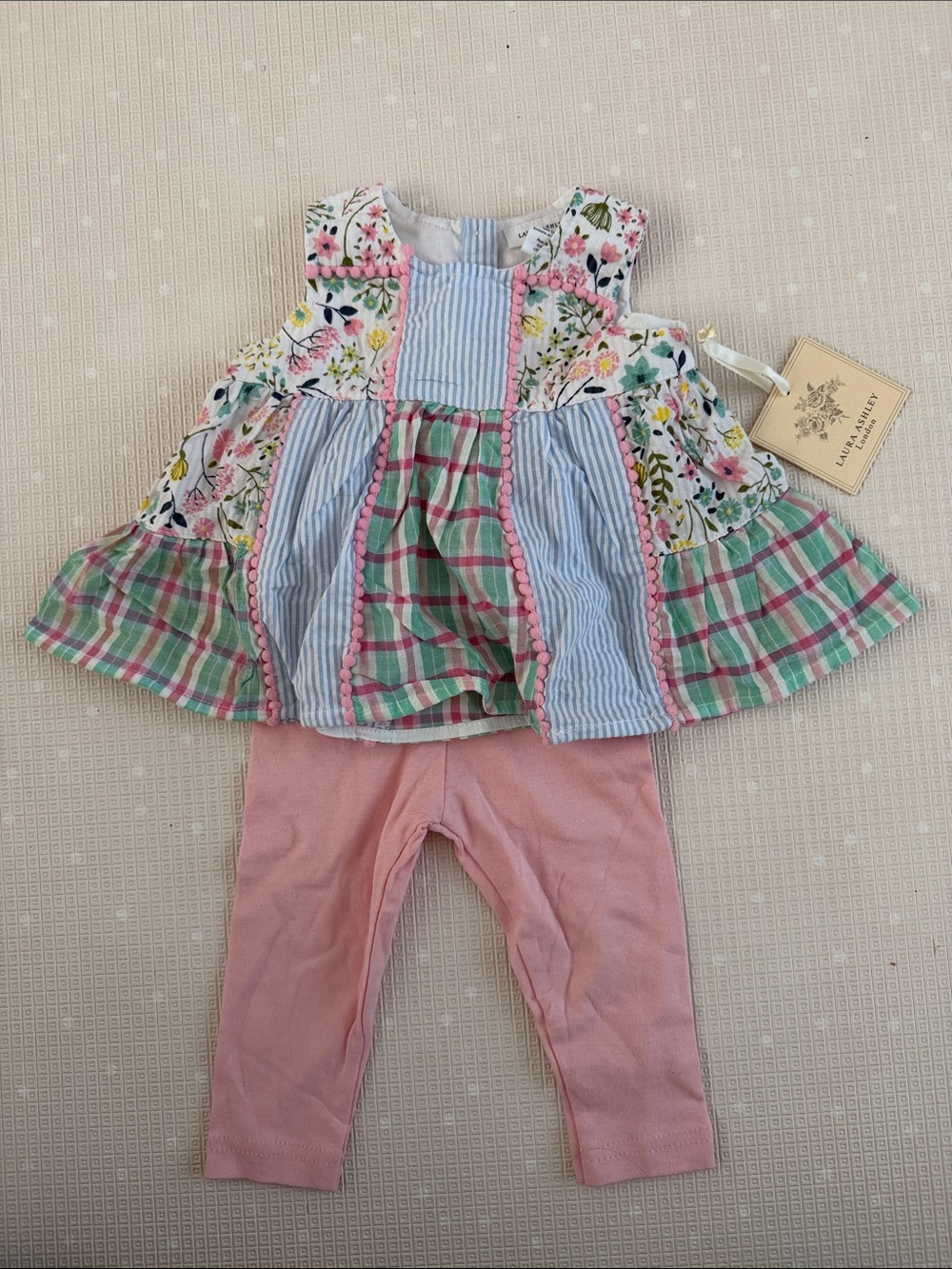 Laura Ashley Pink Floral Patchwork Top with Pink Leggings